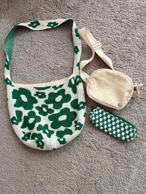 Matching Crossbody bag, Fanny Pack, and Pencil Pouch set.